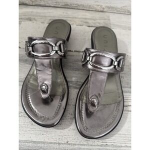 Unisa Metallic Silver Thong Sandals with Chain Accent